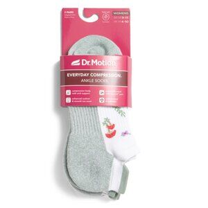 DR MOTION White 2pk Mushroom Floral Ankle Socks